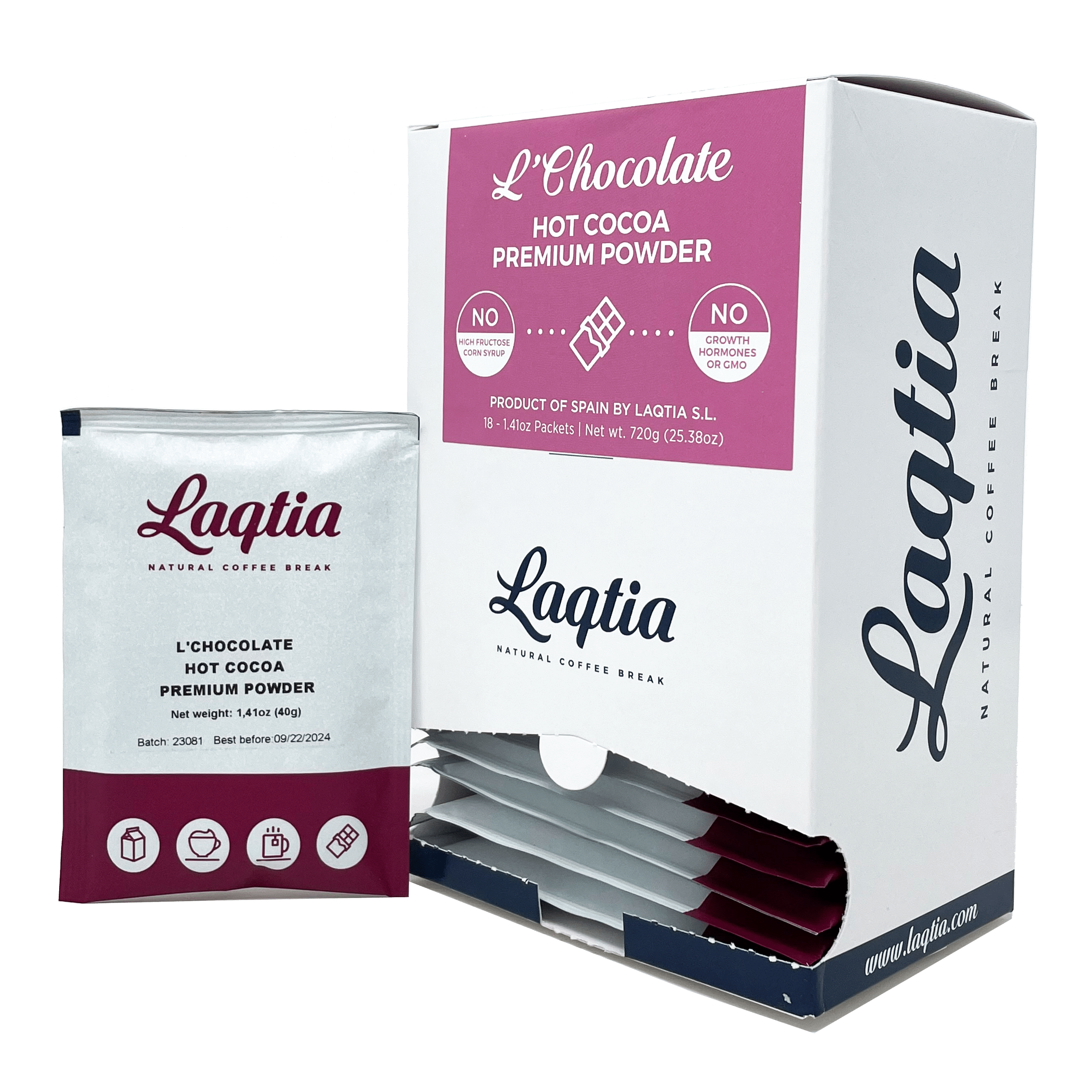 Laqtia European Dark Cocoa Powder - 18 Cocoa Packets Per Box