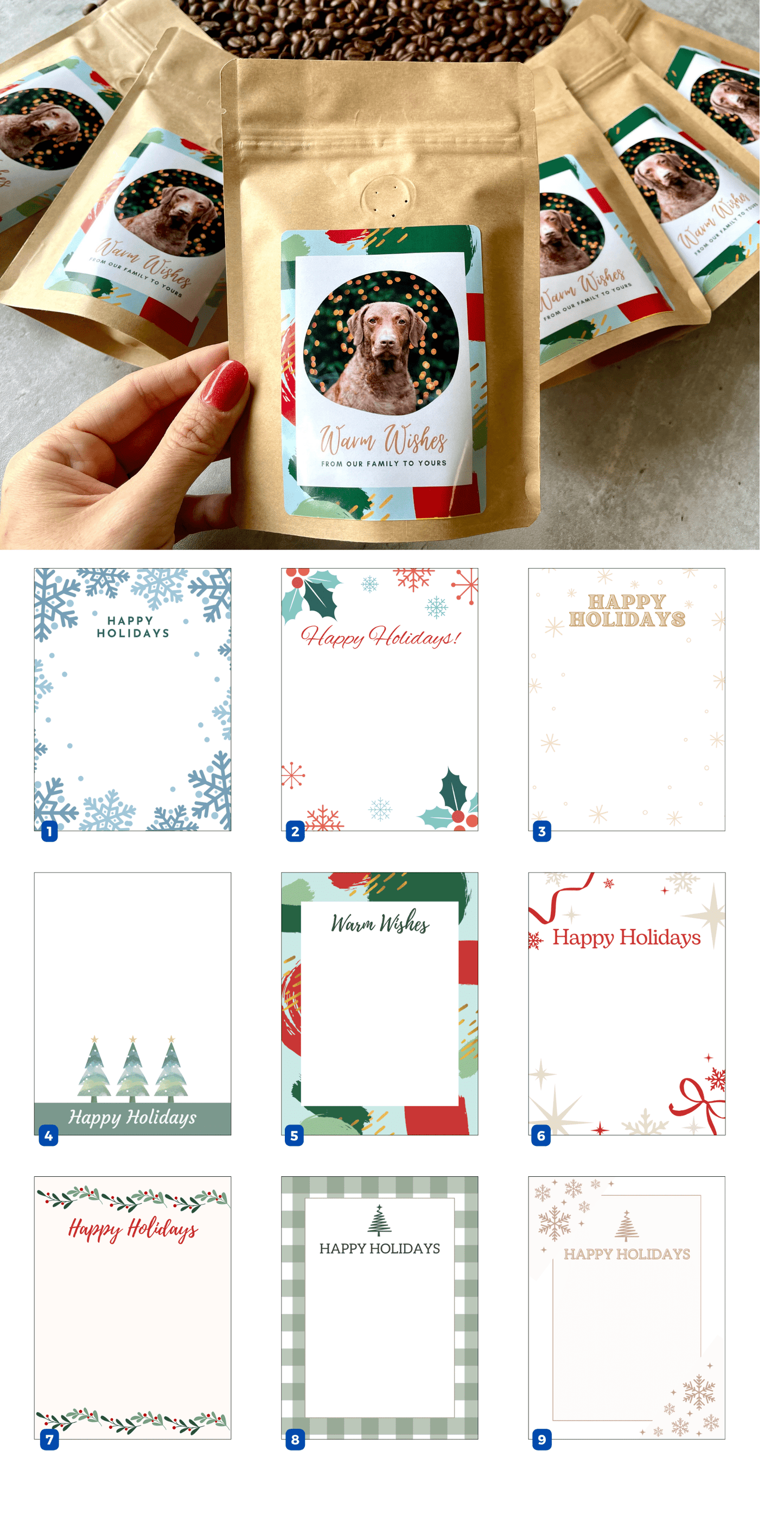 Personalized Holiday Coffee Bags – Choose a Template or Upload Your Own Design by Good as Gold Coffee | Coffee Beans - Private Label for Events | Good as Gold Coffee