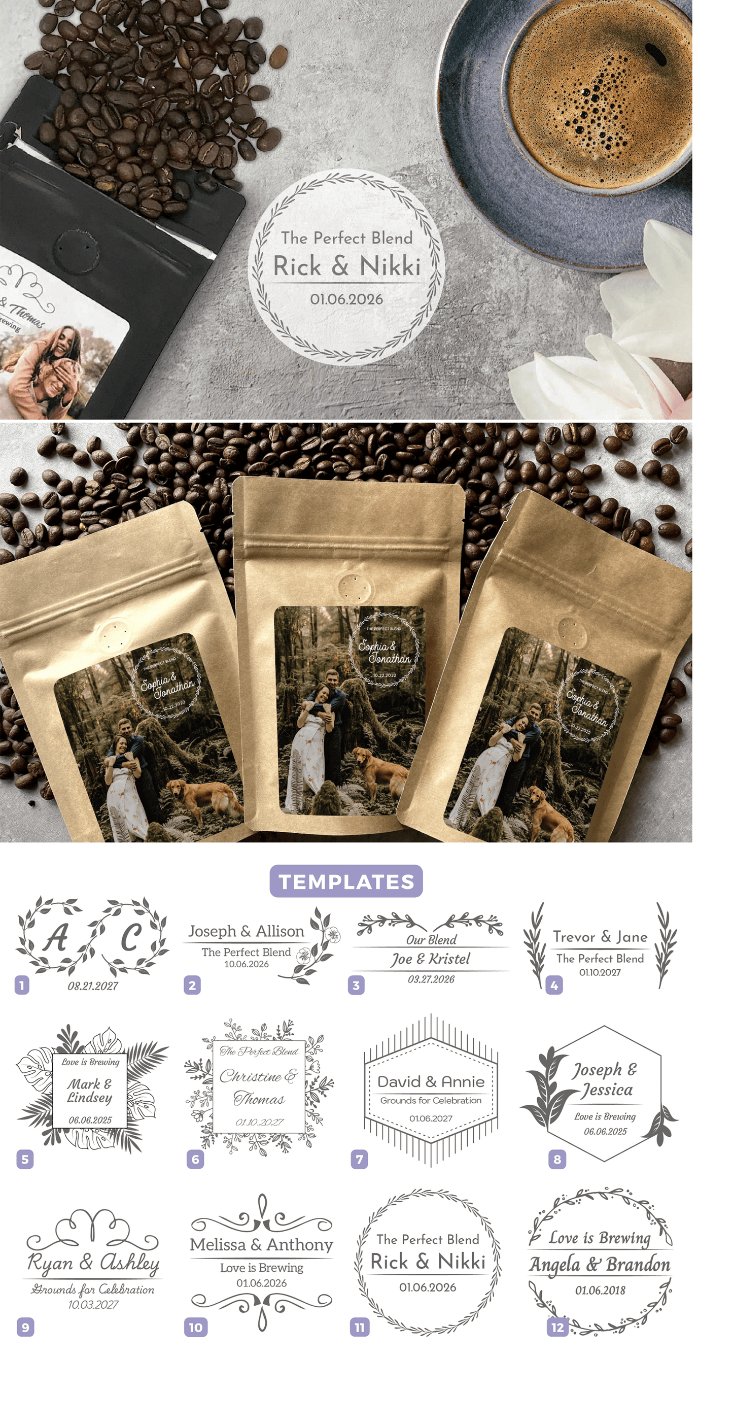 Personalized Wedding Coffee Favors – Choose a Template or Upload Your Own Design by Good as Gold Coffee | Coffee Beans - Private Label for Events | Good as Gold Coffee