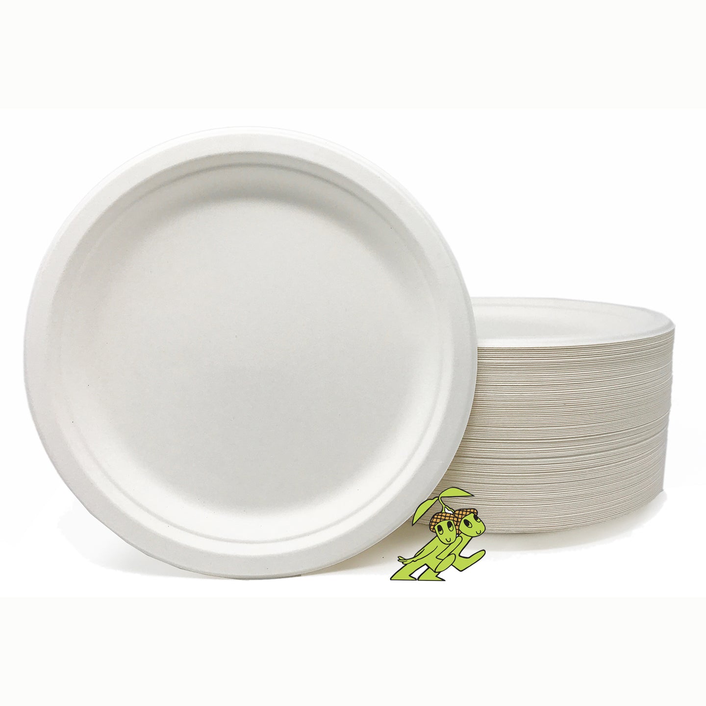 Compostable 9" Plates (White) - made from sugarcane by Mr. Green Guys | Compostable Plates | Good as Gold Coffee