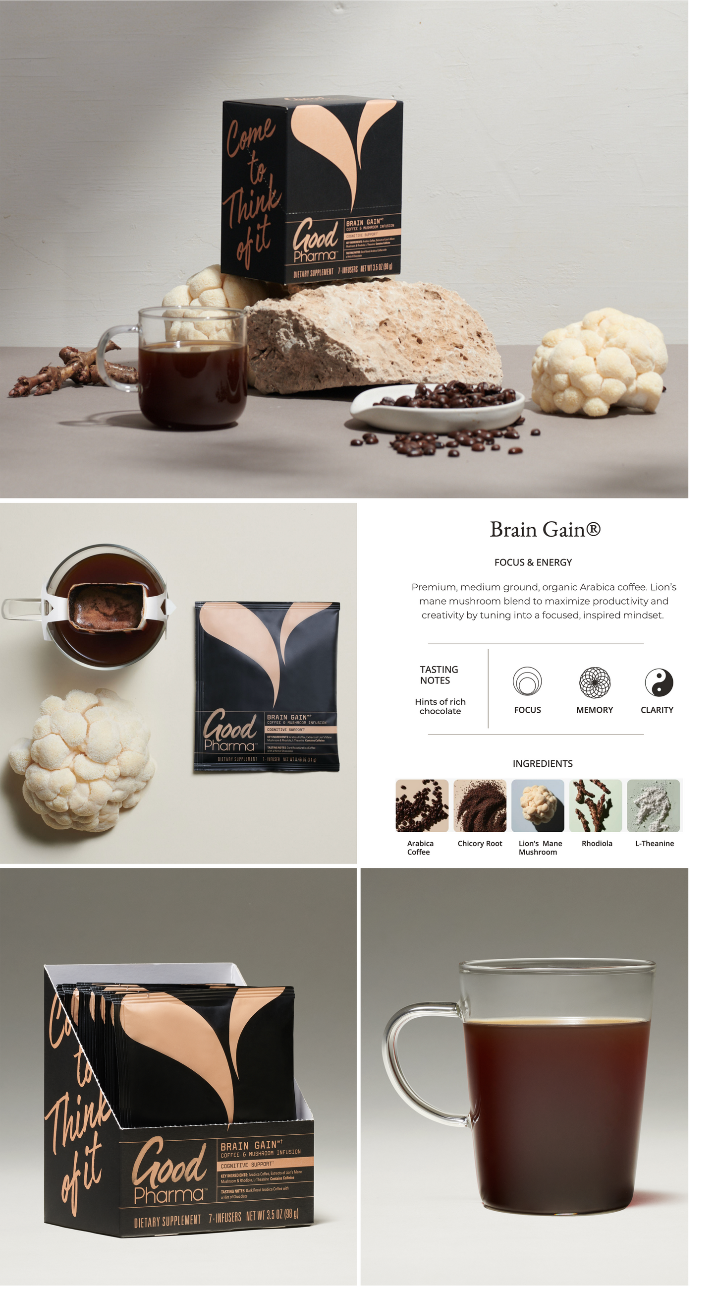 Brain Gain™ | Lion's Mane Coffee for Focus & Clarity (7ct)