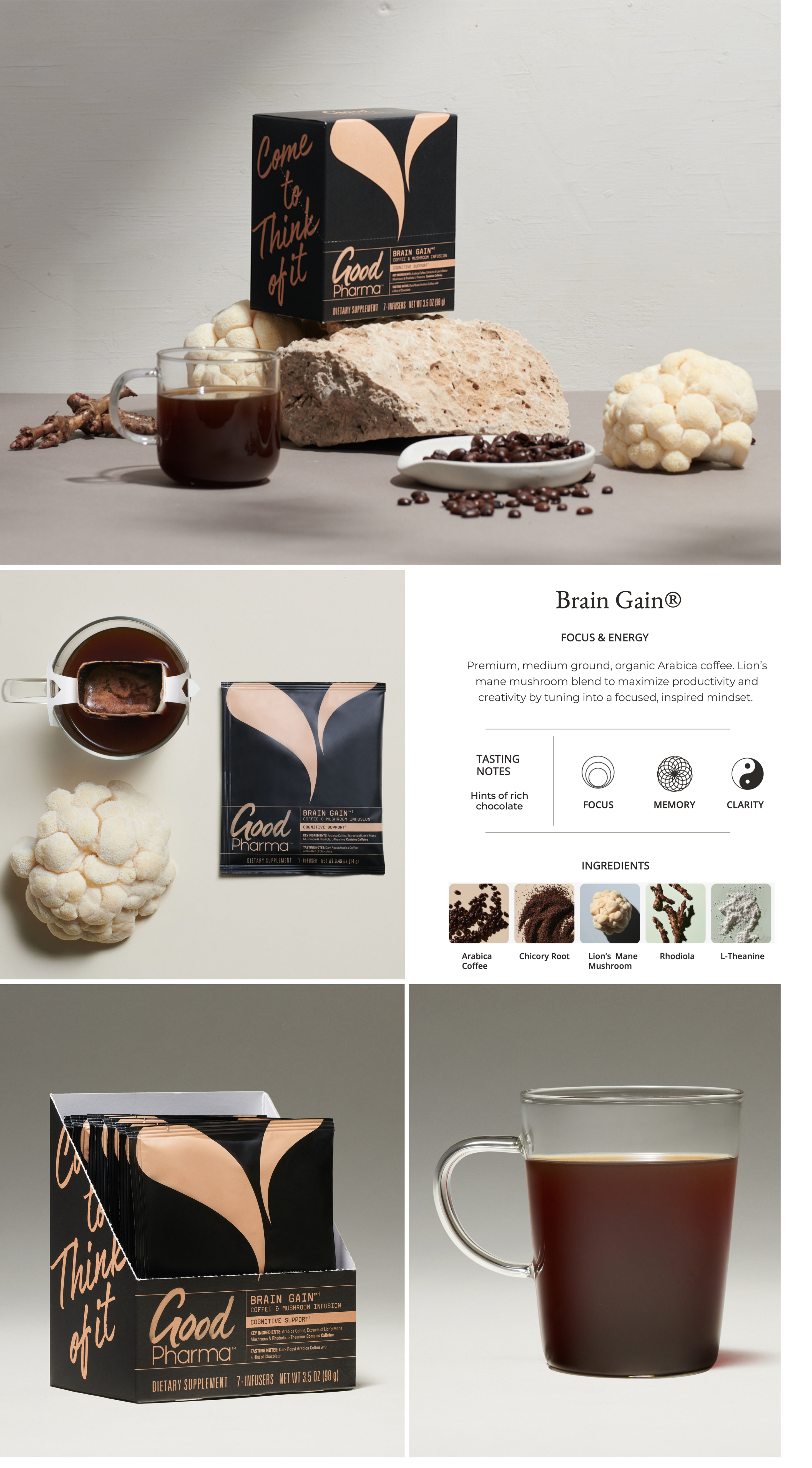 Brain Gain™ | Lion's Mane Coffee for Focus & Clarity (7ct)