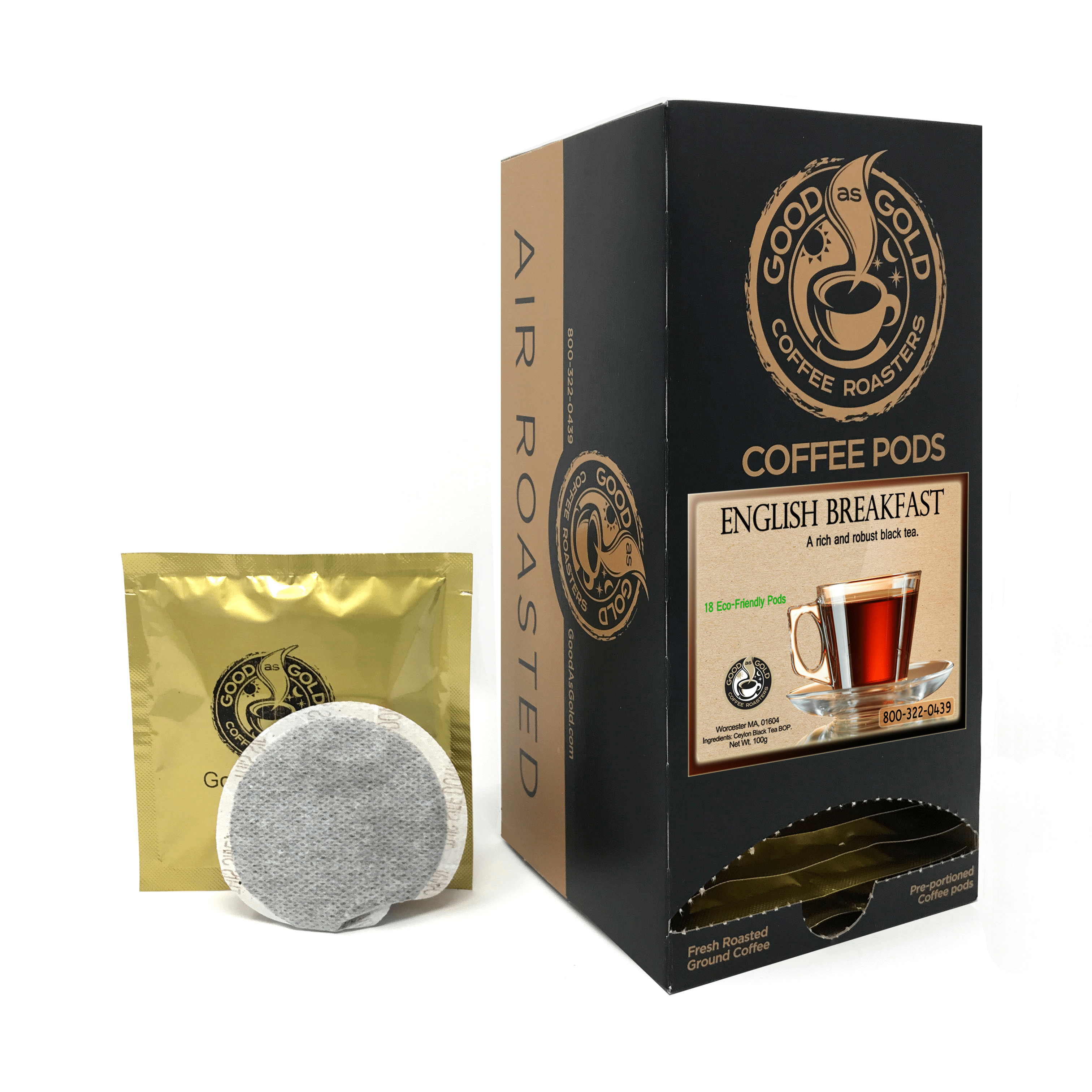 English Breakfast Tea Soft Pods by Good as Gold | Single Serve - Tea Pod | Good as Gold Coffee