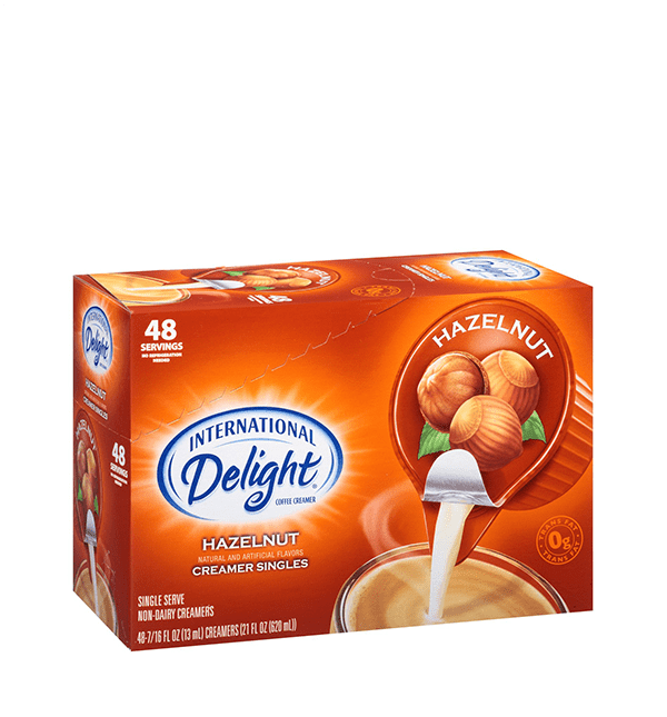 International Delight Hazelnut Creamer Singles - 48ct by Good as Gold | Breakroom Supplies - Creamer | Good as Gold Coffee