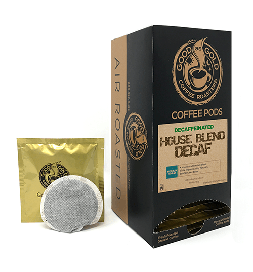 Decaf Coffee Soft Pods by Good as Gold | Single Serve - Coffee Pod | Good as Gold Coffee