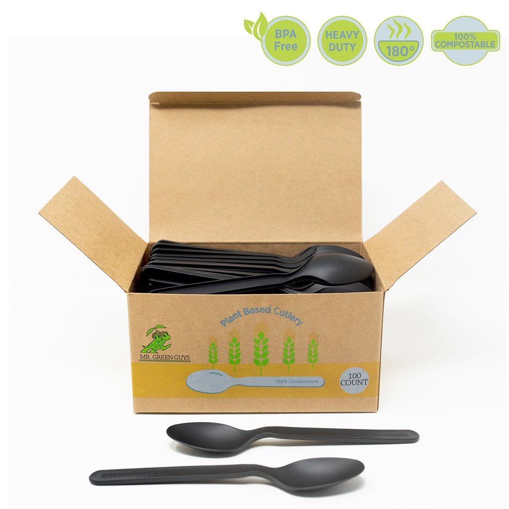 100% Compostable Spoons by Mr. Green Guys | Compostable Cutlery | Good as Gold Coffee